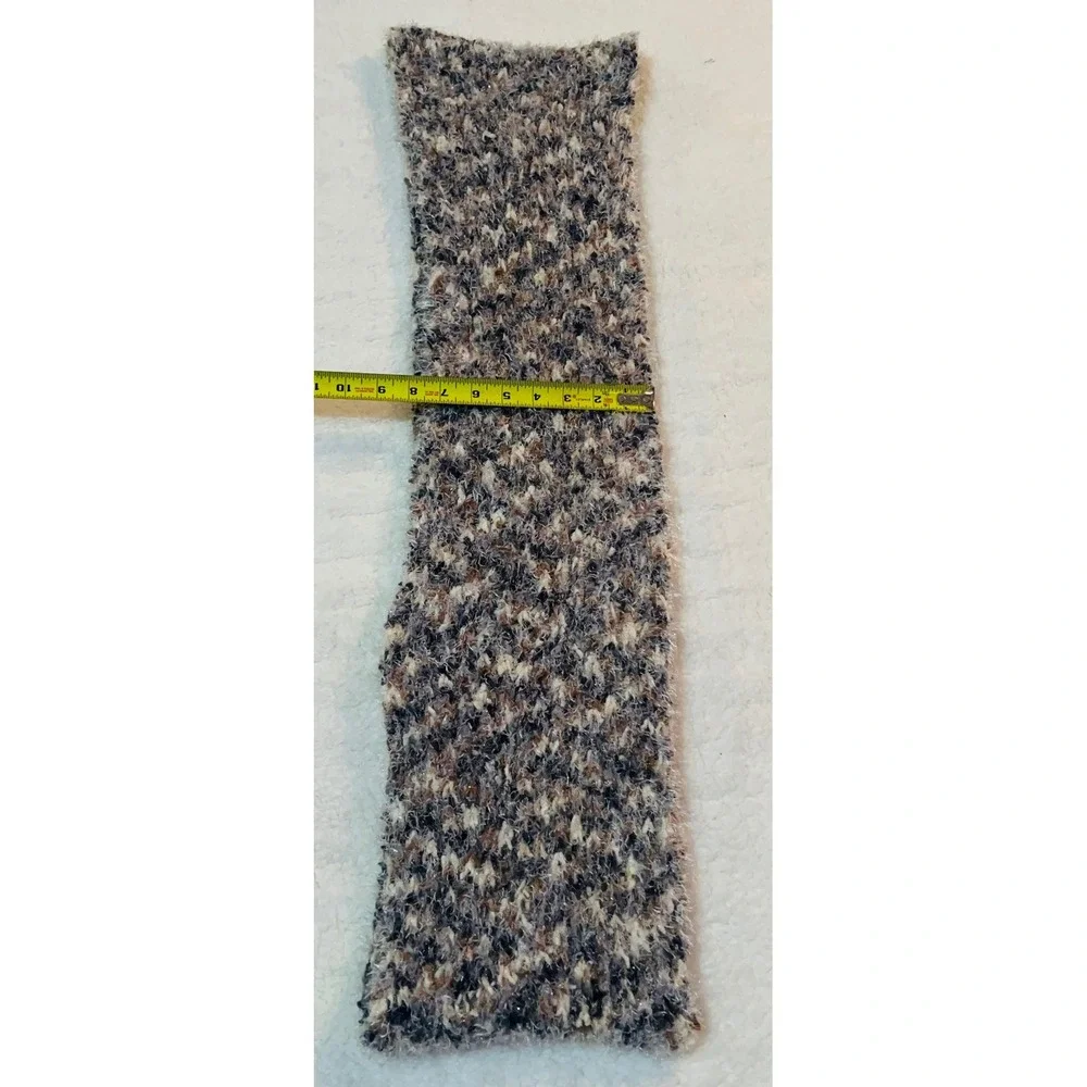 Steve Madden Womens Eyelash Knit Infinity Scarf Grey Brown Marled Fuzzy Loop
